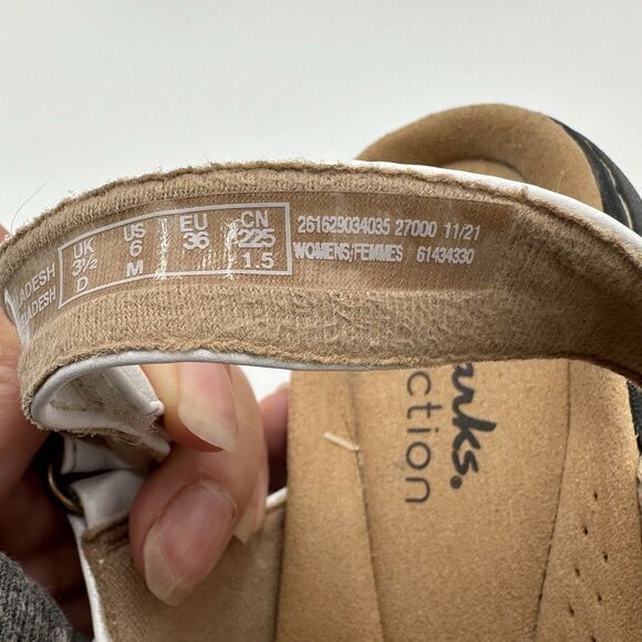 CLARKS Merliah Sheryl Leather White Flower Womens 6 Slingback Sandals Shoes - Picture 15 of 15